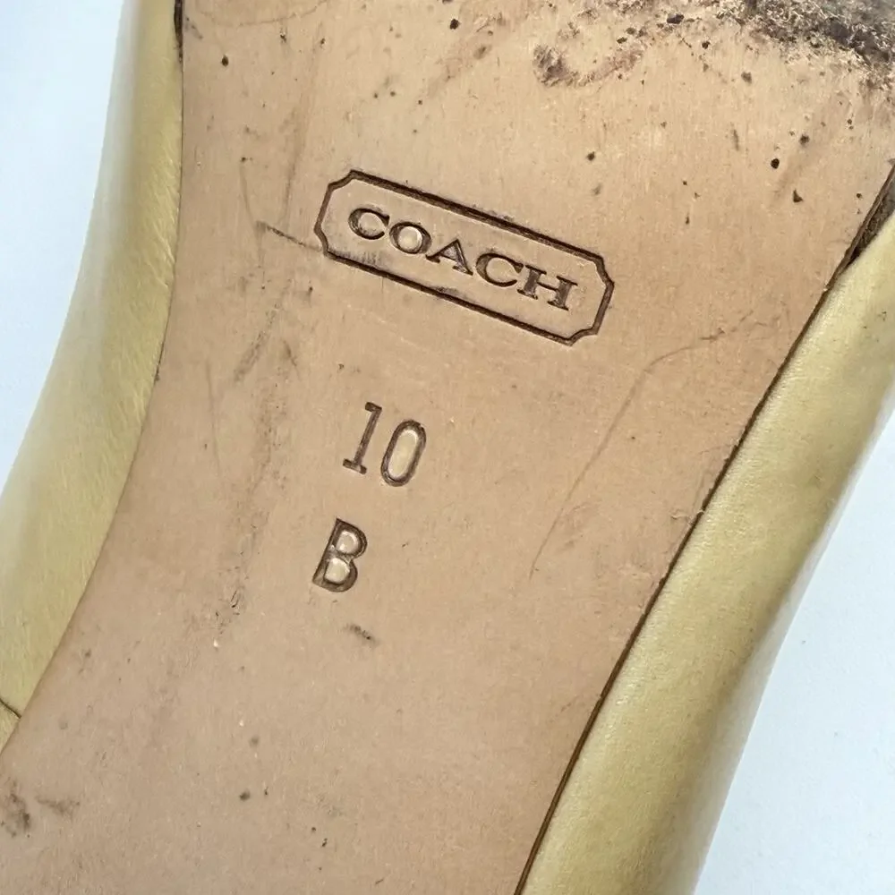 Coach Alexa Pumps Size 10B Nude Leather Heels Signature Logo Platform Stiletto